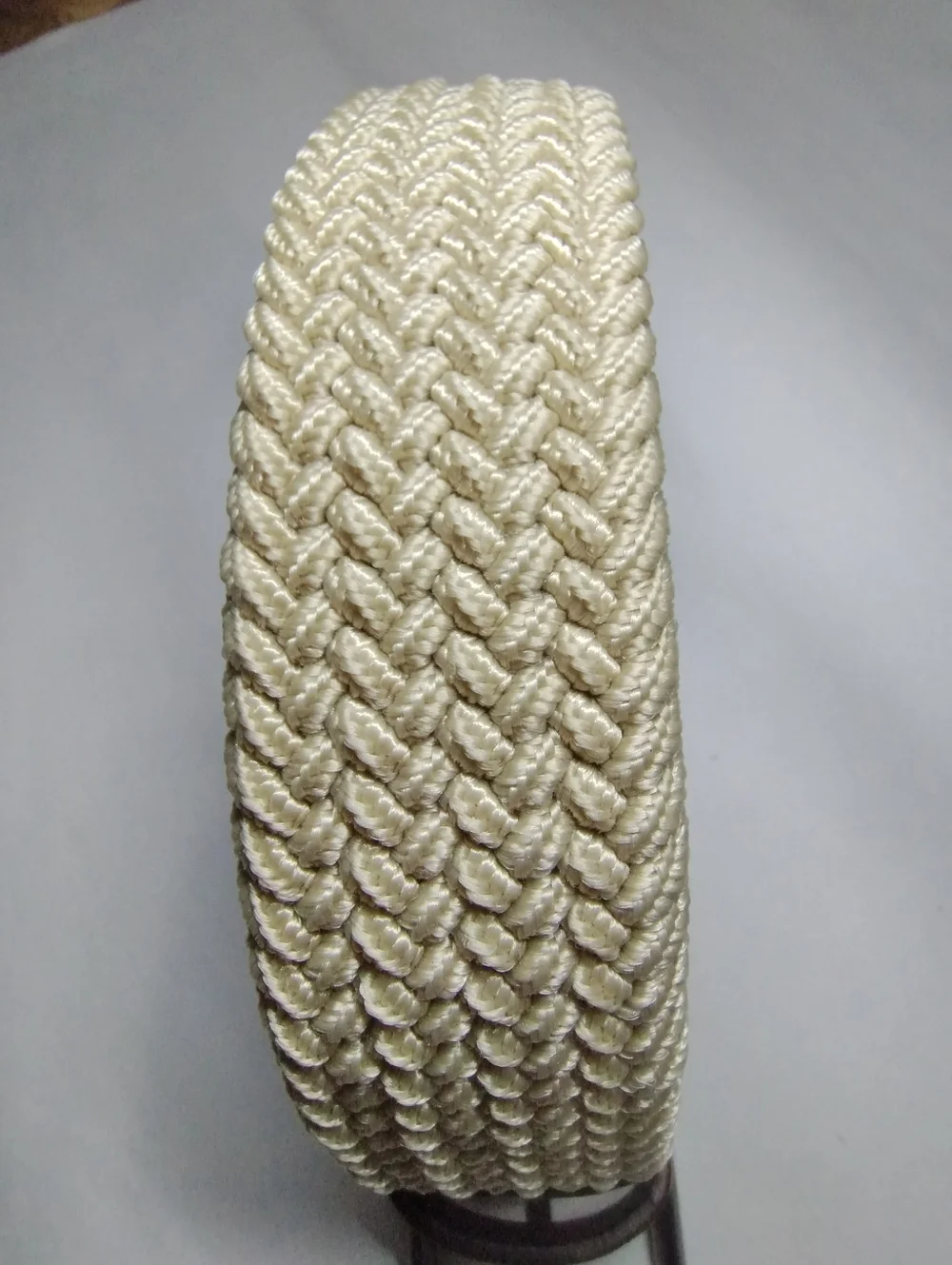 Original Penguin Woven Beige Belt with Brown Leather Trim